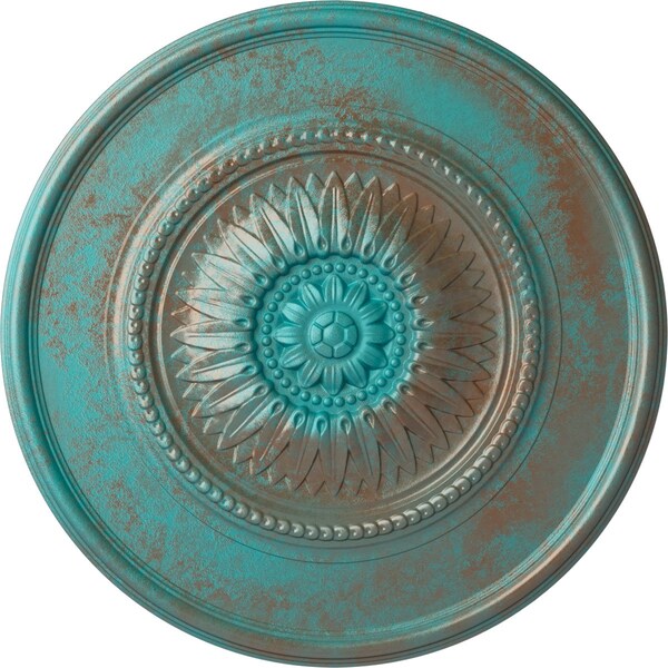 Ekena Millwork Wigan Ceiling Medallion, Hand-Painted Copper Green Patina, 29 3/4"OD x 1 1/2"P CM29WGCGS - main